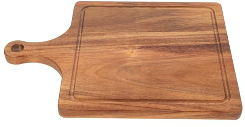 Homoyoyo Planche à Découper En Acacia 29x20x1,5 Cm En Bois Massif Avec Poignée Lisse Outil Alimentaire Polyvalent Cuisine Maison Plateau à Pizza Fruits Et Pain