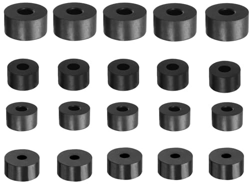 20 Pcs Rubber Spacers, 4 Sizes Black Thick Rubber Washers, Non-Slip Anti-Vibration Round Washers for Electrical Repair Home Car Accessories