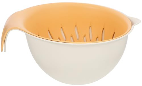 Homoyoyo Cesta Coladora Doble Capa para Lavar Frutas y Verduras Escurridor Doméstico de Plástico Resistente Cesta de Drenaje Pequeña Color Amarillo Claro Colador Multifuncional para