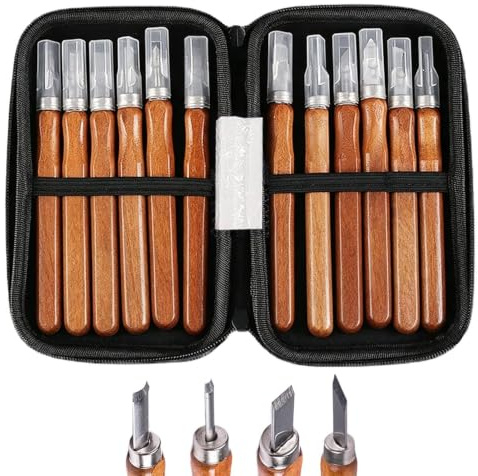 Juego De Tallado En Madera Cinceles Pequeños Con Piedra De Afilar | 12 Piezas Antideslizantes Para Carpintería Para Grabador, Carpintero, Carpintería, Artesanía, Modelismo Y