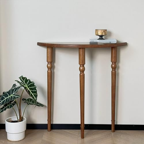 BXKF Tavolo Consolle Stretta, Consolle Ingresso Legno Massello, Tavolino da Divano a Mezzaluna per Ingresso Soggiorno, Dietro il Divano(Brown,120 * 25 * 80cm/47 * 10 * 31in)