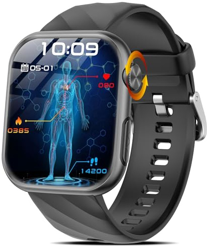 2026 Neu Smartwatch EKG+HRV/Blutdruckmessung/Harnsäure/BMI Herren Damen 1,97AMOLED Gesundheitsuhr mit Telefonfunktion 24H Herzfrequenz Blutdruck Körpertemperatur SpO2, Schlaf-Monitor Fitnessuhr