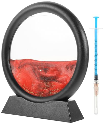 FOYTOKI Bewegliche Sanduhr Rund mit Fließendem Sand aus Abs und Wasser Zarte Sandkunst als Entspannende Tischdekoration für Büro und Zuhause