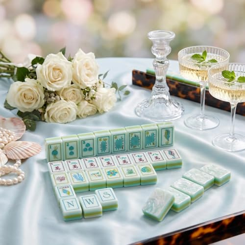 LongGenius Ocean Shell American Mahjong Tile Set, 160 acrilico 4 strati piastrelle
