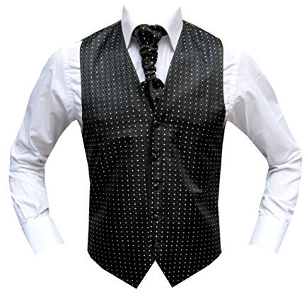 MMUGA Hochzeitswesten Set mit Plastron Paris Schwarz 64
