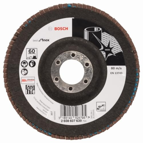 Bosch Professional Faecherschleifscheibe X581 Best for Inox 125mm Korn 60, 1 Stk., 2608607639