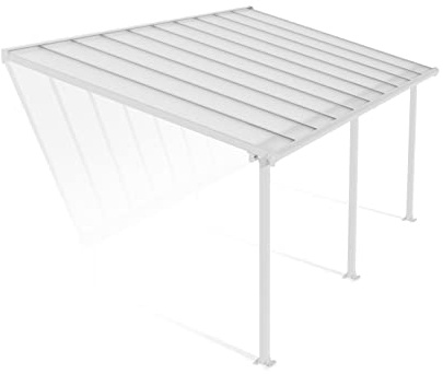 Palram Canopia Olympia Terrassenüberdachung 3x6 - Gestell aus Alumiuium & 16 mm Polycarbonat - Terrassendach Für den Ganzjährigen Gebrauch Geeignet, Weiß, 619 x 295 x 305 cm