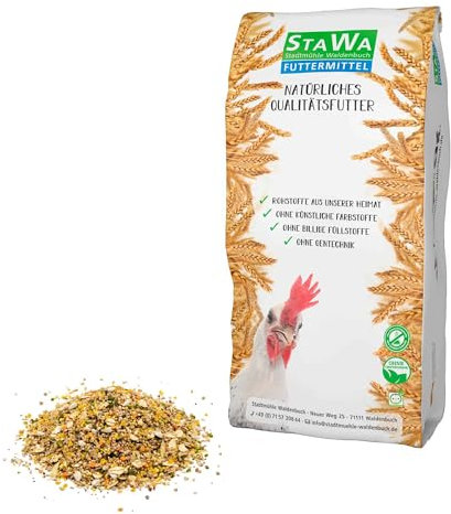 STAWA Geflügelkörnermix für Zwerghühner & Ziergeflügel, Zwerghuhnfutter, Futter für Ziergeflügel ohne Gentechnik, Mohn, Bierhefe, Hanfsamen, Karotten, Oregano-Öl, 10 kg