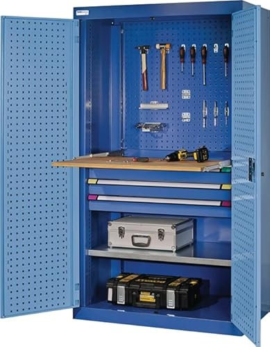 Schwerlastschrank H1950xB1100xT620mm anthrazitgrau/taubenblau NCS 1 Fachböden 3 x 100 mm
