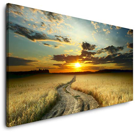 Landschaft mit Straße 120x 60cm Panorama Leinwand Bild XXL Format Wandbilder Wohnzimmer Wohnung Deko Kunstdrucke