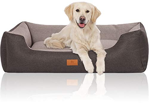 Knuffelwuff 14096-007 Hundebett Hundekörbchen Hundesofa Hundekissen Hundekorb Bezug Waschbar Grosse Hunde Xxl Luke Schwarz-Grau