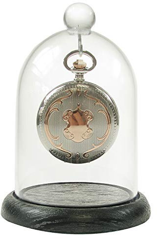 SELVA Glasdom mit Haken, zur staubfreien Aufbewahrung von Taschenuhren, Taschenuhrenständer mit schwarzem Sockel, ohne Taschenuhr, Farbe:Acrylglas