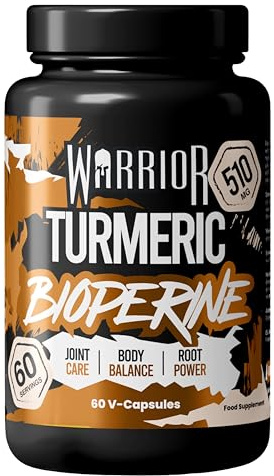 Warrior Turmeric Curcumin Tablets 510mg with Bioperine 60 High Strength | Turmeric Curcumin, Bioperine Black Pepper, High Absorption, Joint Health, Antioxidant, Immune Support, For Women & Men