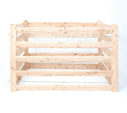 WESTMANN Komposter L aus Lärchenholz | 130x100x80 cm Natur | Holzkomposter inklusive 1040L Fassungsvermögen | Steckkomposter für Gartenkompostierung