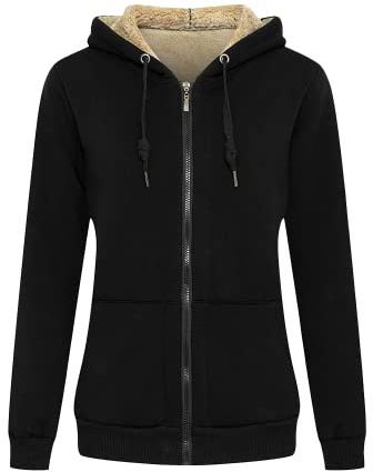 LBL Veste Polaire Femme Chaud Doublure Polaire Zippée à Capuche Sweat-Shirt Manches Longues pour Hiver