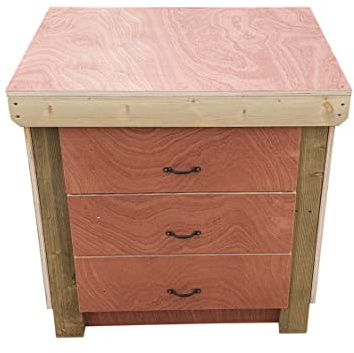 Arbor Garden Solutions Wooden Workbench Tool Cabinet - 18mm Eucalyptus Hardwood Top - Industrial Heavy-Duty Work Table (3ft)