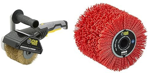 Fartools REX120C Rénovateur extérieur 1300W, Brosse Laiton 120X100MM & 110886 Brosse Nylon