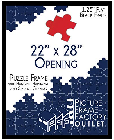 (1) -22x28-1.25 Flat Black Profile - Puzzle Frame - Hanging Hardware and Plexiglass Included