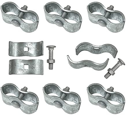Kenner Maschendrahtzaunschellen – 8 Set, 4,8 cm verzinkter Stahl, Sattel- und Zwingerklemmen für Rohrpaneelrahmen