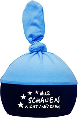 Kleiner Fratz Baby 1-Zipfelmütze Multicolor (hellblau-Navy) (Gr. 1 (KU: 35-42)) Nur schauen Nicht anfassen