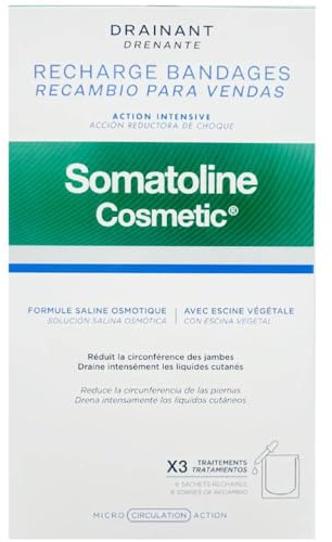 Somatoline SkinExpert, Ricarica Bende Azione Riducente Urto, Trattamento gambe Drenante, con Escina Vegetale, 3 trattamenti