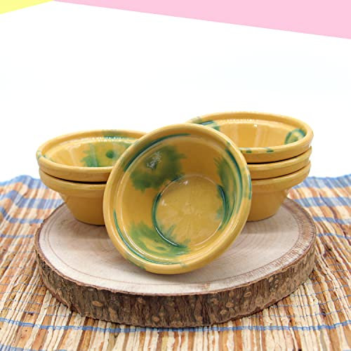 SET 6 Cuencos Aperitivos Originales Hecho en España | Para Servir Salsas y Picoteo en tu Hogar o Restaurante | Cuencos Cocina de Cerámica | Vajilla | (Cuencos Aperitivos Originales)