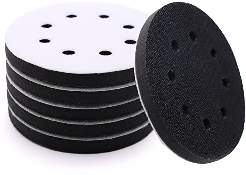 SIJDIEE 6 Pack Interface Pads, 5 Inch 8 Holes Hook and Loop Soft Density Sponge Cushion Buffer Backing Pad, Foam Sanding Interface Pads for Orbital Sander Automotive Woodworking Polishing