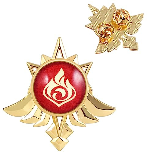 Sonsoke Vision Brosche Pins Mondstadt Anstecknadel Abzeichen Merch Breastpin Pin Rucksack Zubehör Dekor Cosplay Geschenk (Pyro)