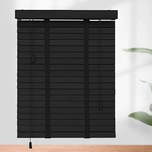Echtholz-Jalousien-Horizontale Jalousien aus Holz für Türen Fenster,40-150cm Verdunkelungsrollo-Wärmedämmende Sonnenschutzvorhänge,Sichtschutzjalousette 50mm Lamellen mit Bändern,WxH-110x112cm/43x44in