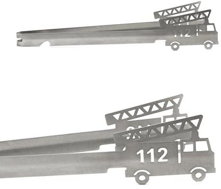 Grillzange Motiv Feuerwehr Leiterwagen, spülmaschinengeeignet, Geschenkidee, Männergeschenk, Feuerwehr-Geschenk, Feuerwehrmann, Feuerwehrfrau