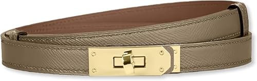 HEVIBK Ledergürtel Damen Gürtel Taillengürtel Damengürtel Leder Jeansgürtel Echtleder 27mm Breit schmaler Gürtel（Braun Grün/Gold）