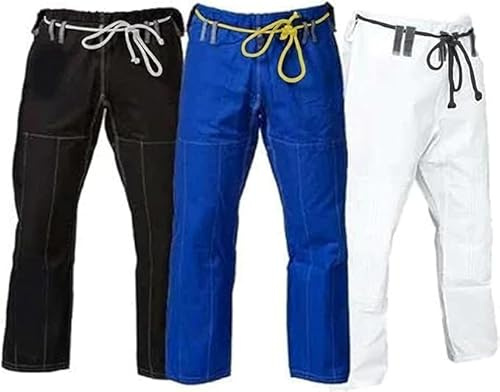 Basic BJJ GI Pants – Pantaloni brasiliani Jiu-Jitsu Gi resistenti e confortevoli, progettati da esperti, disponibili in bianco, nero e blu, Nero , L