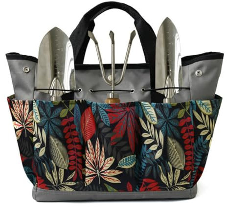 Sac à Outils de Jardin Kit d'outils de Jardinage Robuste Support Organisateur de Rangement Cadeaux de Jardinage pour Femmes Gris Porte-Outils de Jardin Sac de Jardinage Rangement d'outils de Jardin Ca