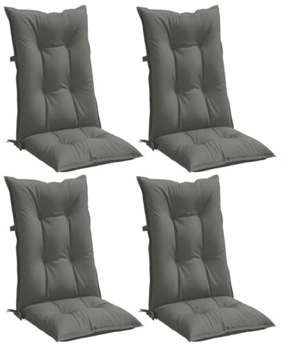 vidaXL Hochlehner-Auflagen 4 STK. Melange Dunkelgrau 120x50x7 cm Stoff