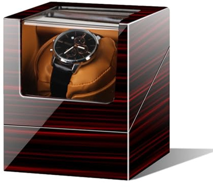 PAHION Luxuriöser Automatische Uhrenbeweger Box Mit Leisem Mabuchi Motor Batteriebetrieb Oder Netzteil for 1 Uhren Hölzern Aufbewahrungskoffer(F)