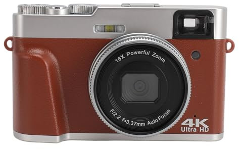 Plyisty 4K-Digitalkamera, 48 MP Kompaktkamera, 16-facher Zoom, Autofokus, Einfache Vlogging-Kamera, Tragbare Retro-Kamera mit 3,5-Zoll-Bildschirm, für Studenten, Anfänger, Mädchen,