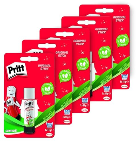 Glue Sticks 11g – 5 Pack Original Formula | Strong Adhesive for Kids, School, Home & Office | Child Safe Non-Toxic Glue for Arts, Crafts & DIY Projects | 90% Natural Ingredients