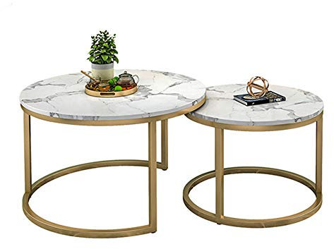 IUBGFTO Beistelltisch/Beistelltisch, nordischer Satztisch, Couchtisch, 2er-Set, Marmortischplatte, Couchtisch für Wohnzimmer, Schlafzimmer, Büro, Rezeption, Studio,#1-A