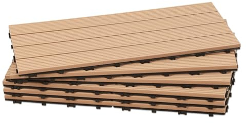 Fiqops 18 stycken WPC terrassplattor, 30 x 60 cm Wpc kakel, trädgårdskakel med klicksystem, terrassbrädor balkongplattor klickplattor, vattentät klickkakel terrass, för 3 m² teak
