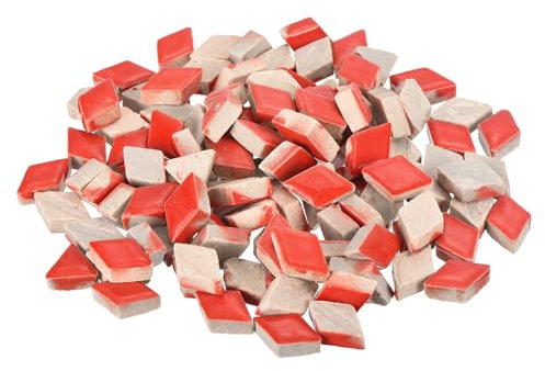 QUARKZMAN 200g Keramik-Mosaikfliesen für Bastelbedarf in Großpackungen, Rautenförmige rote Keramikfliesen für Mosaik-Sets Garten Trittplatten Cup Mat