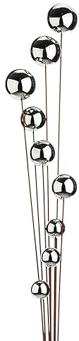 Kobolo Gartenstecker Rusty Boules, Metall & Edelstahl, 29x10x199 cm, rostbraune Blumenstecker mit 9 Edelstahlkugen, Zeitloser Dekostecker für den Outdoorbereich