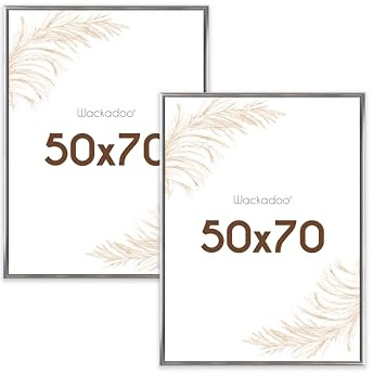 Wackadoo Bilderrahmen 50x70 Silber 2er Set Fotowand Fotorahmen aus leichtem Kunststoff mit Glas Picture frame Poster