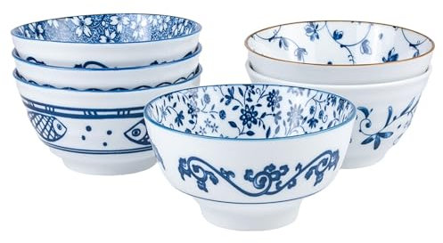 CZCMYAU Ceramic Bowls Set of 6,10 oz Cereal Bowls Porcelain Serving Bowl for Soup Salad Rice Noodles Dessert Snacks Oatmeal