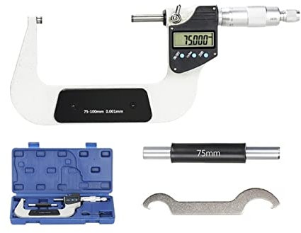Micrometro, Calibro digitale micrometro 0,001mm 0-25/50/75 / 100mm elettronico micrometro esterno con Lcd. Strumenti di misurazione dello schermo,Strumento per meccanici di precisione(75-100mm)