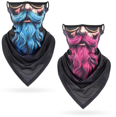 Cosswe 2 Stück Multifunktionstuch Gesichtsmaske Sonnenschutz Maske Herren Damen Motorrad Mundschutz Halstuch Sturmhaube Atmungsaktive Sturmmaske Outdoor Motorradmaske Schnelltrocknend