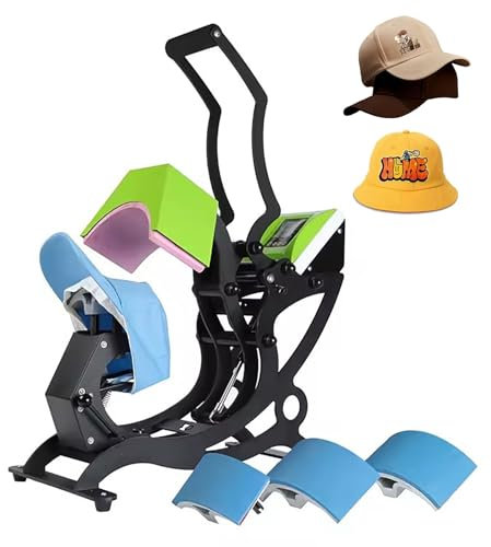 Presse à chaud - Presse manuelle à chapeau avec écran LCD, plaque chauffante incurvée, contrôle de la température et de la minuterie pour impression par sublimation sur les casquettes, chapeaux et