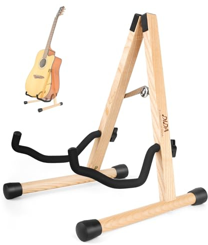 DIDA Gitarrenständer für Akustikgitarren – A-Rahmen Holz-Fußbodenständer mit rutschfester Gummipolsterung und Schaumstoffarmen, Einzel-Gitarrenhalter (Ash Wood)