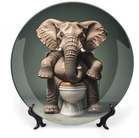 Assiettes à dîner en porcelaine anglaise avec motif éléphant assis de 15,2 cm - Assiettes décoratives pour présentation - Assiette en porcelaine personnalisée pour cuisine, salle à manger, décoration