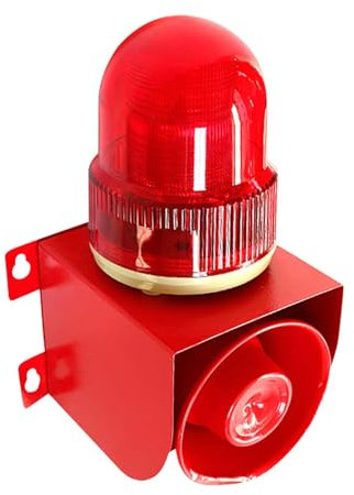 SUPER FOREST Sirène d'alarme sonore et Lumineuse Industrielle, Stroboscope LED, 120 DB, klaxon Puissant, sirène de sécurité extérieure 25 W