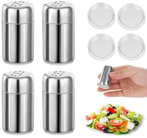 OUDQFCJ 4 Stück Salz Und Pfefferstreuer,Salz Und Pfefferstreuer Klein,Edelstahl Küche Pfeffer Set,Salzstreuer für Streuer Gewürzstreuer,Klein-Salz-Pepper,Salt Salz-Und Zum Salzflasche Tragbar
